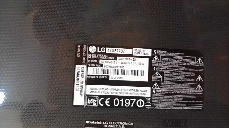 Eax66205401, Lg 43uf7787 Power Board, Besleme