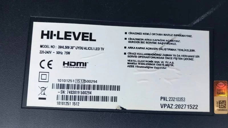 17IPS71, 27483048, 23220956, HI-LEVEL 39HL500 POWER BESLEME