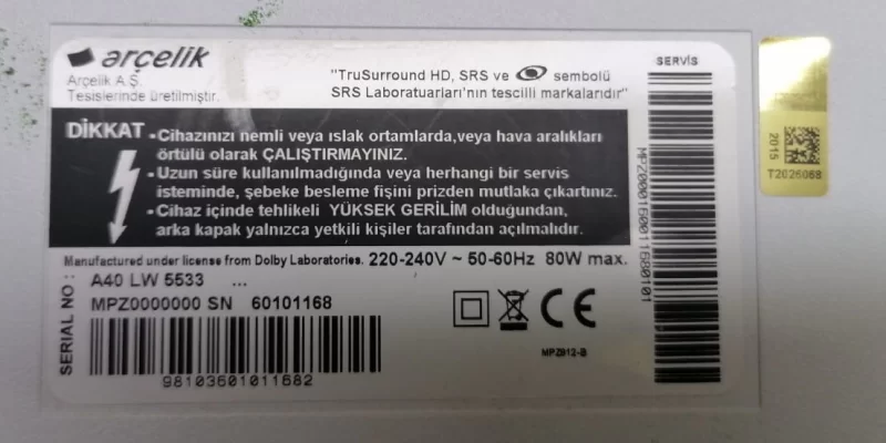 VAX502R-3, ARÇELİK A40 LW 5533 LVDS KABLOSU