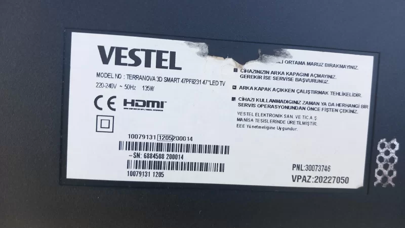 17MB90-2, 10079131, 23058624, VESTEL 47PF8231 MAİNBOARD ANAKART