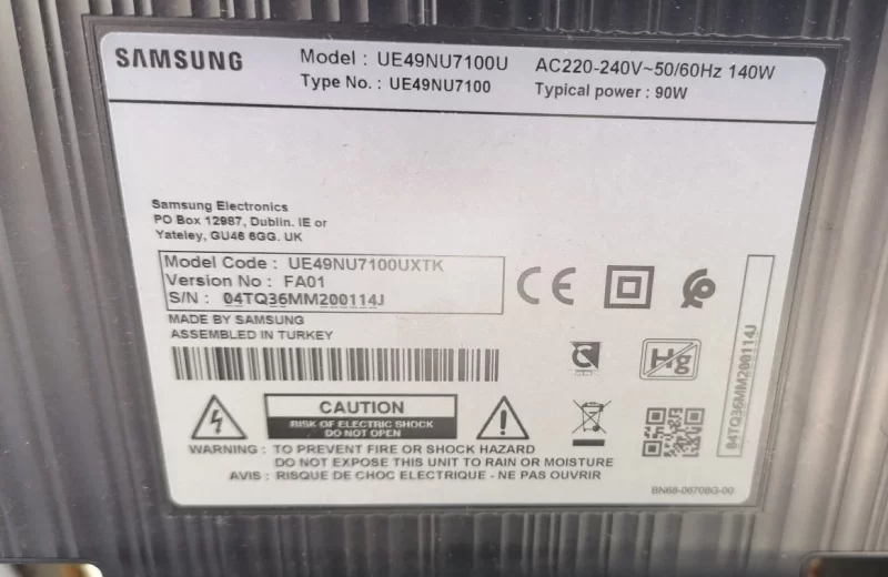 BN96-39820F, BN96-39821F, SAMSUNG UE49NU7100 LVDS KABLOSU