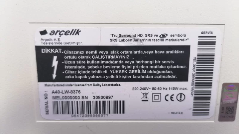 13Y_S120PMB4C2LV0.2, ARÇELİK A40-LW-8376 T-CON BOARD