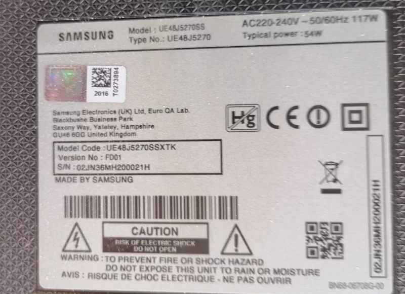 HV320FHB-N10, HV480FH2, 47-6021043, SAMSUNG UE48J5270 T-CON BOARD