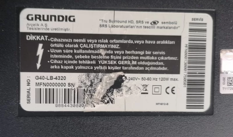 VUT190R-6, MFNZZZ, GRUNDİG G40-LB-4320 MAİNBOARD ANAKART