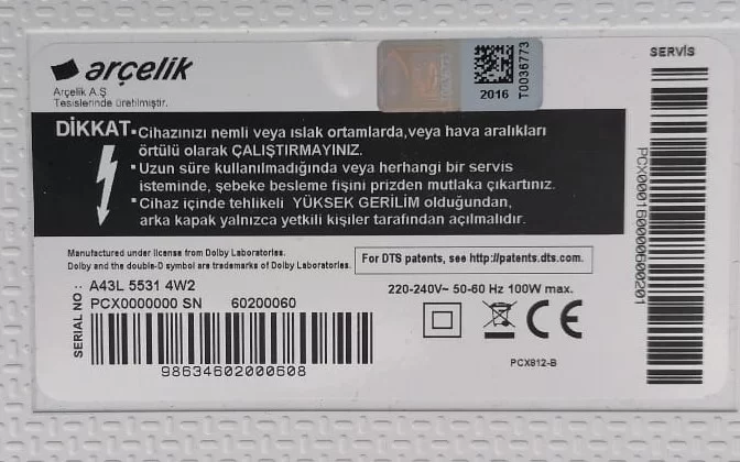 ZNL193-07, ZPR120, ARÇELİK A43L 5531 4W2 LED DRİVER