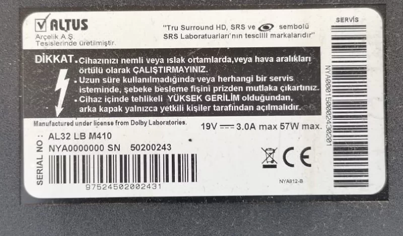 VTY190R-5, NYAFZZ, ALTUS AL32 LB M410 MAİNBOARD ANAKART