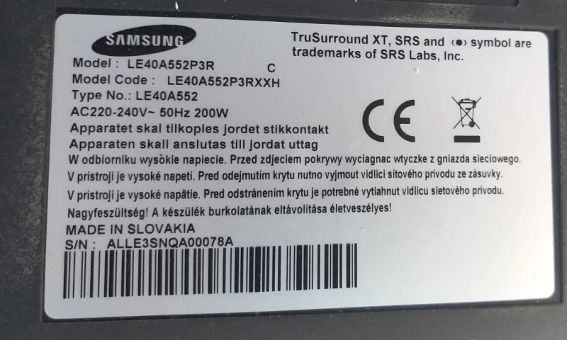 H400H1-C01, SAMSUNG LE40A552P3R T-CON BOARD
