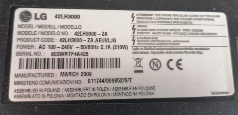 EAX60686902 (0), EBR61248507, LG 42LH3000 MAİNBOARD ANAKART