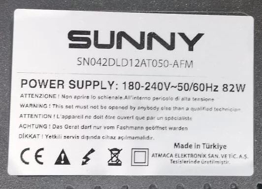 SUNNY 12AT050 V0.3, SUNNY SN042DLD12AT050-AFM MAİNBOARD ANAKART