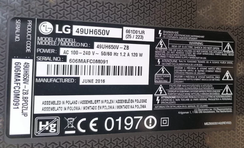 EAX66793401 (1.6), LGP49DIMU-16CH2, LG 49UH650V POWER BESLEME