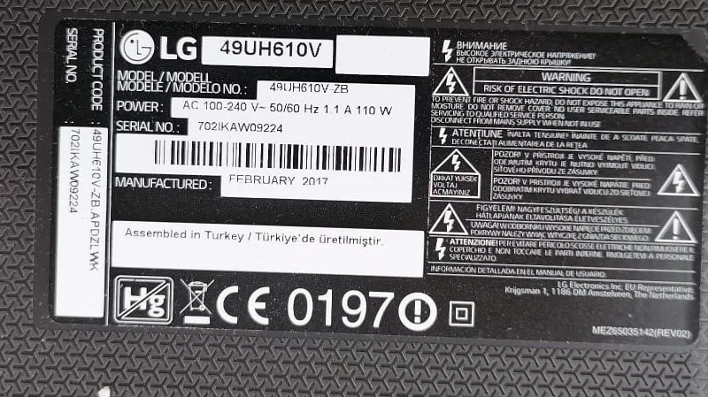 EAX66923201 (1.4), EAY64388811, LG 49UH610V POWER BESLEME