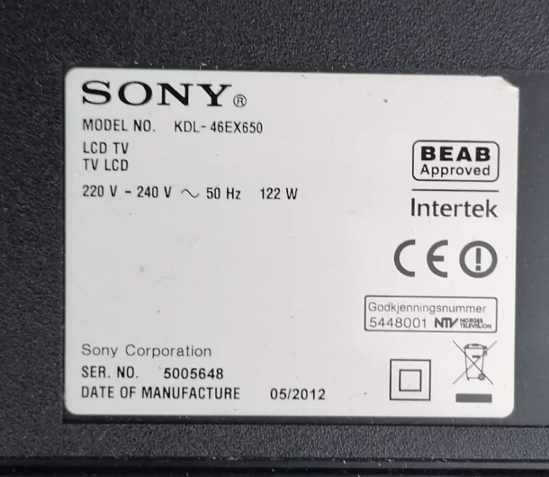 APS-322, SONY KDL-46EX650 POWER BESLEME