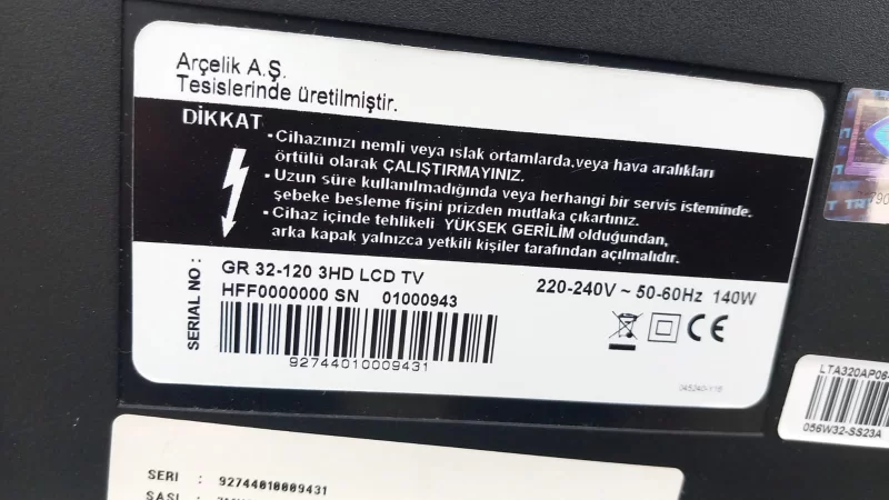 YRQ190R-8, 7MUDZZ, GR 32-120 3HD MAİNBOARD ANAKART
