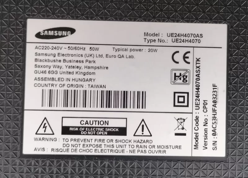 BN44-00746C, L23SODS SAMSUNG UE24H4070AS POWER BESLEME