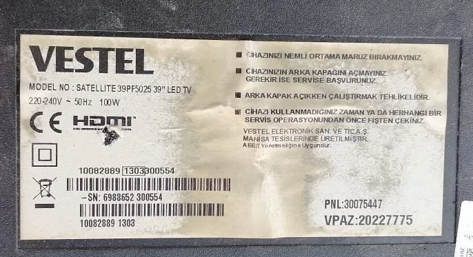 V390HJ1-CE1, VESTEL 39PF5025 T-CON KARTI