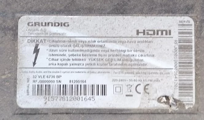 HV320FHB-N00, 47-6021051 GRUNDİG 32 VLE 6730 BP T-CON KARTI