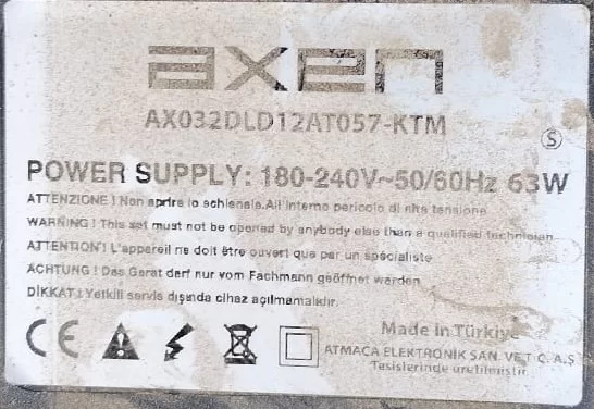 12AT057 V-1.3 ,  AXEN AX032DLD12AT057  Main Board Anakart