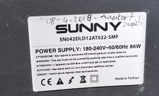 SUNNY 12AT022 HASANKEYF V:05, SUNNY SN042DLD12AT022-SMF MAİNBOARD ANAKART