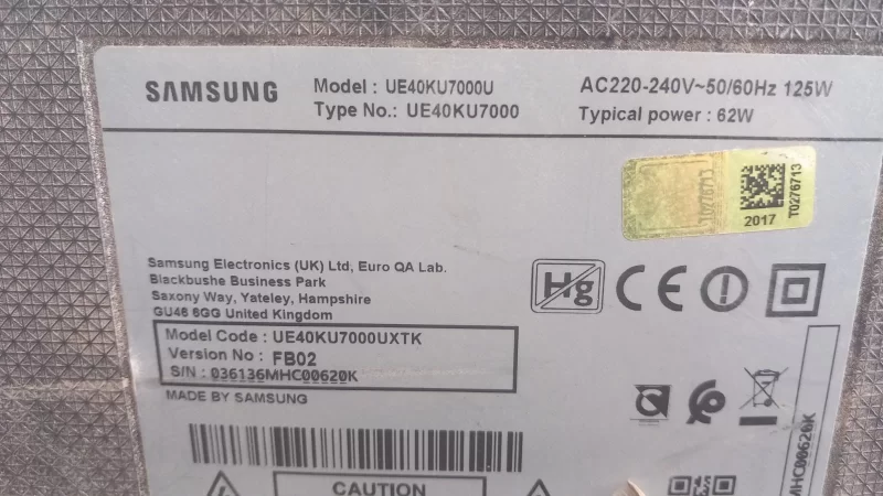 Bn94-10711, Samsung Ue40ku7000  Besleme