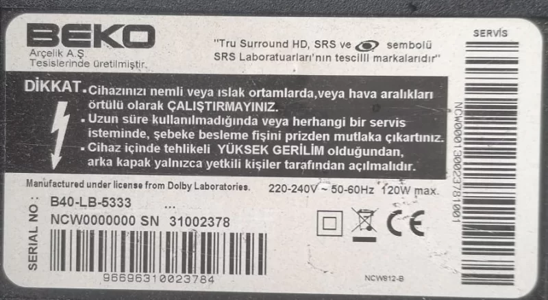 VVL192R, BEKO B40-LB-5333 KUMANDA GÖZÜ SENSÖR IR