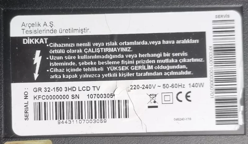 YRQ1907-8,KFCDZZ, GR 32-150 3HD MAİNBOARD ANAKART
