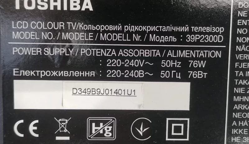 V71A00028400, PSLF960401A, TOSHİBA 39P2300D POWER BESLEME