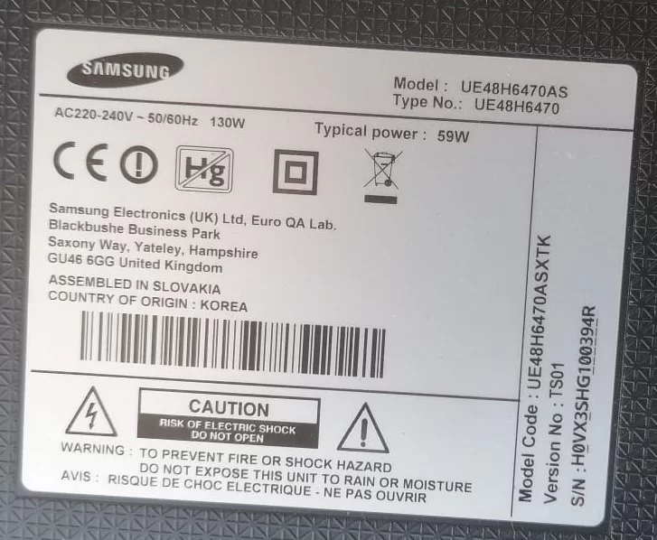BN41-02110A, LSF48OHJ01, SAMSUNG UE48H6470 T-CON BOARD