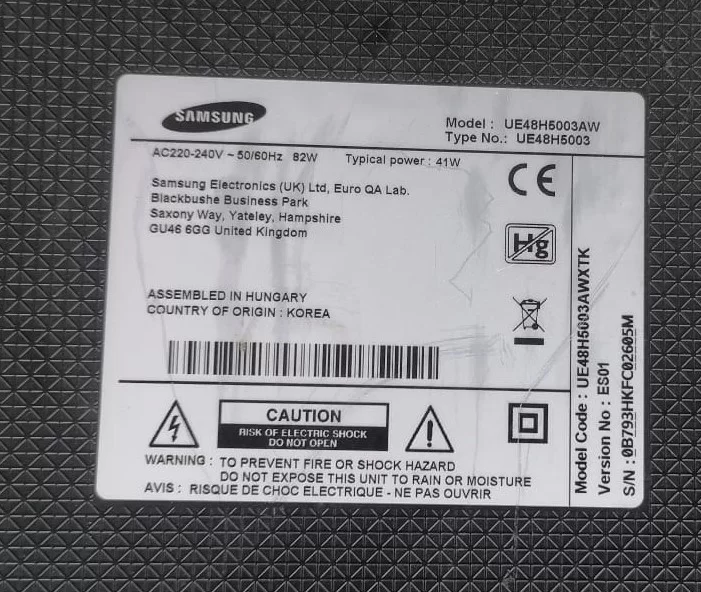 BN41-02217B, BN94-07155K, SAMSUNG UE48H5003 MAİNBOARD ANAKART