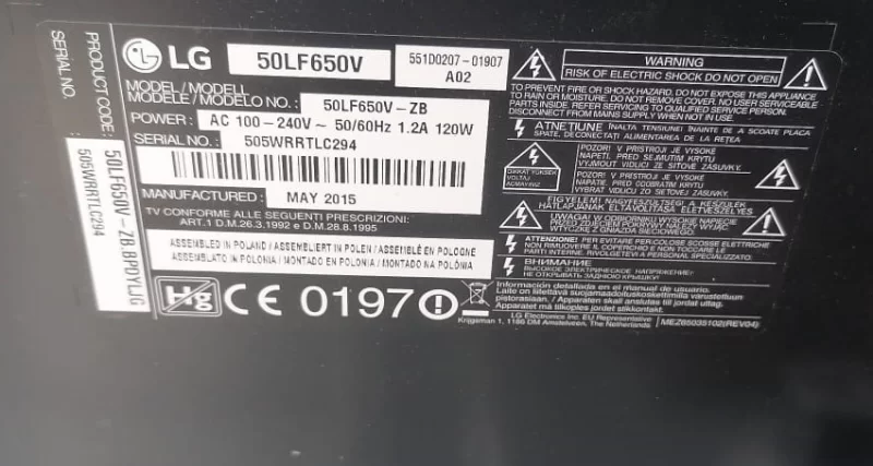 EAX66207202 (1.2), EBT63745803, LG 50LF650V MAİNBOARD ANAKART