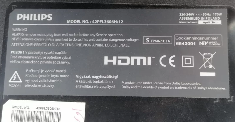715G4609-M2A-000-005B, PHİLİPS 42PFL3606H/12 MAİNBOARD ANAKART