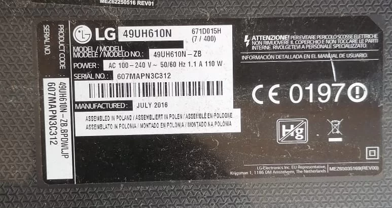 EAX66943504 (1.0), LG 49UH610N MAİNBOARD ANAKART