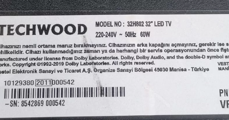 17IPS63, 28535179, 23644792 TECHWOOD 32H802 POWER BESLEME