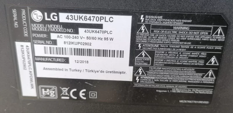 EAX67872805 (1.1), LG 43UK6470PLC MAİNBOARD ANAKART