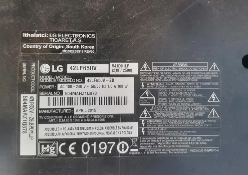 EAX66207202 (1.2), LG 42LF650V MAİNBOARD ANAKART