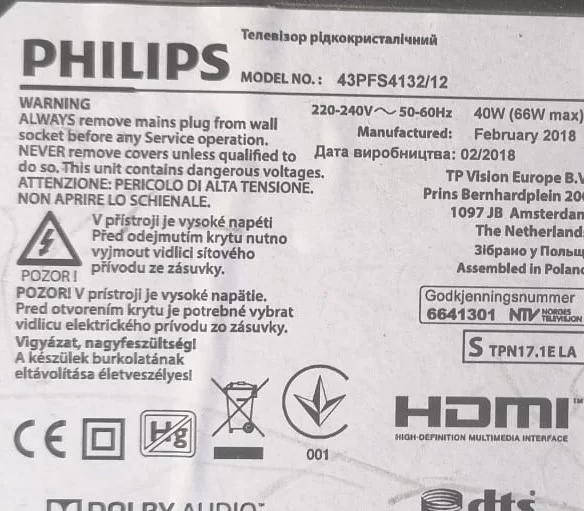 715G8659-M01-000-04Y, PHİLİPS 43PFS4132/12 MAİNBOARD ANAKART