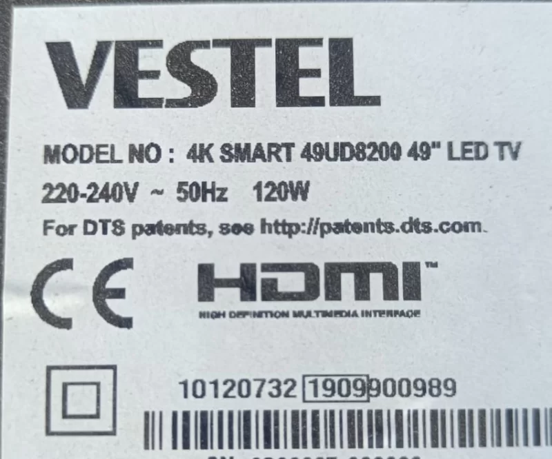6870C-0769A, V18 43_65UHD,VESTEL 49UD8200 TCON KARTI