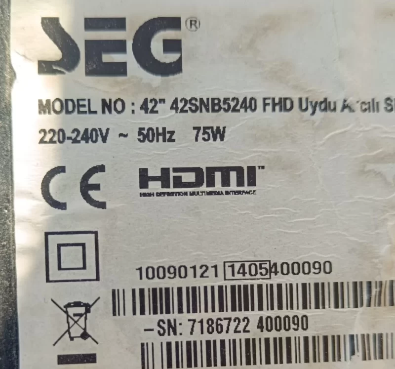 17TK148.1 V2, SEG 42SNB5240 KONTROL PANELİ 