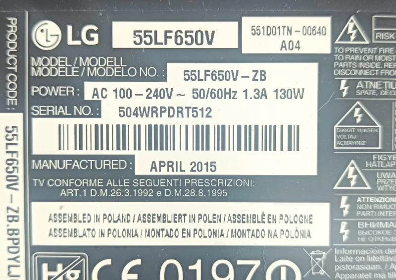 EAX66207202 (1.2), LG 55LF650V MAİNBOARD ANAKART