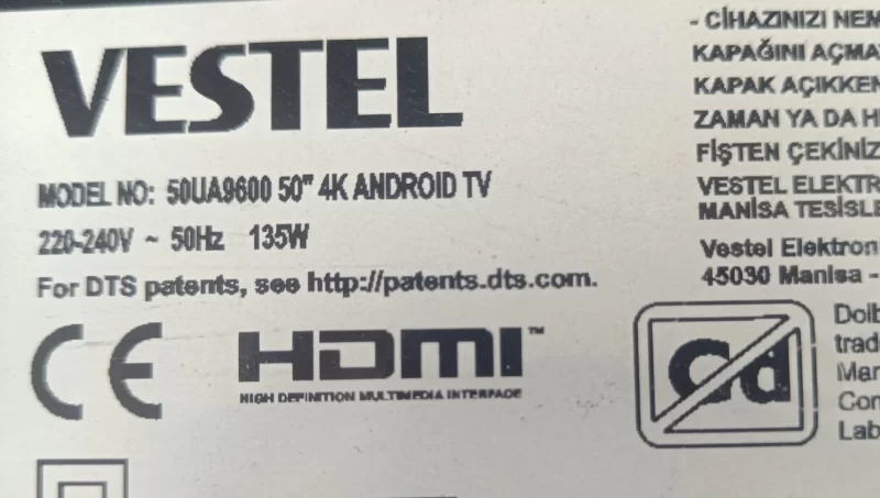 17TK155, VESTEL 50UA9600 IR GÖZ SENSÖR