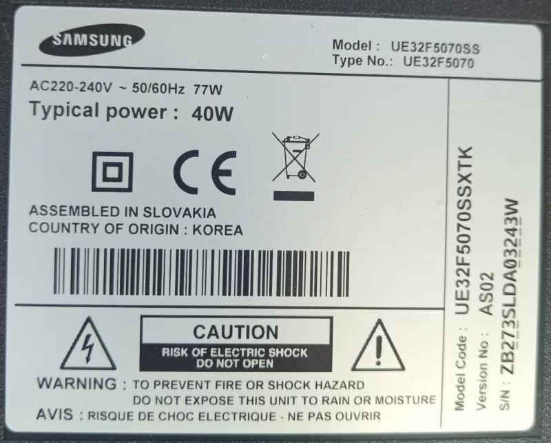 BN41-01955A, BN94-06273J, SAMSUNG UE32F5070 MAİNBOARD ANAKART