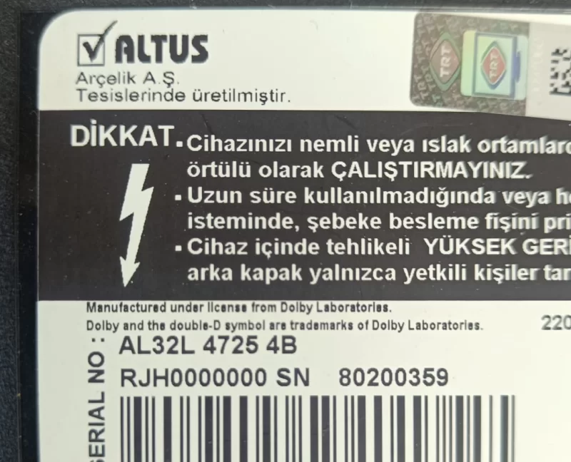 ZUV194R-7, ZWS140,  ALTUS AL32L 4725 4B POWER BESLEME