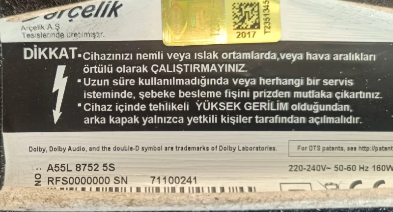 APDP-182A2, ARÇELİK A55L 8752 5S POWER BESLEME