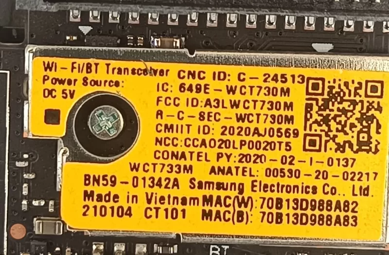 BN59-01342, WCT730M, SAMSUNG UE50TU8000 WİFİ MODÜL