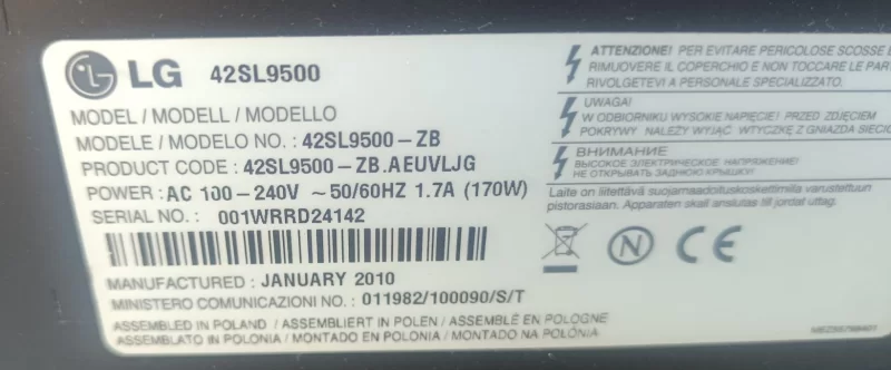 EAX61293601 (5), EBU60729201, LG 42SL9500 MAİNBOARD ANAKART