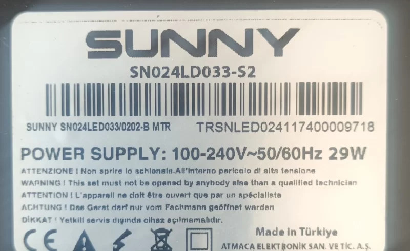 16AT033 VI.0, SUNNY SN024LD033-S2 MAİNBOARD ANAKART