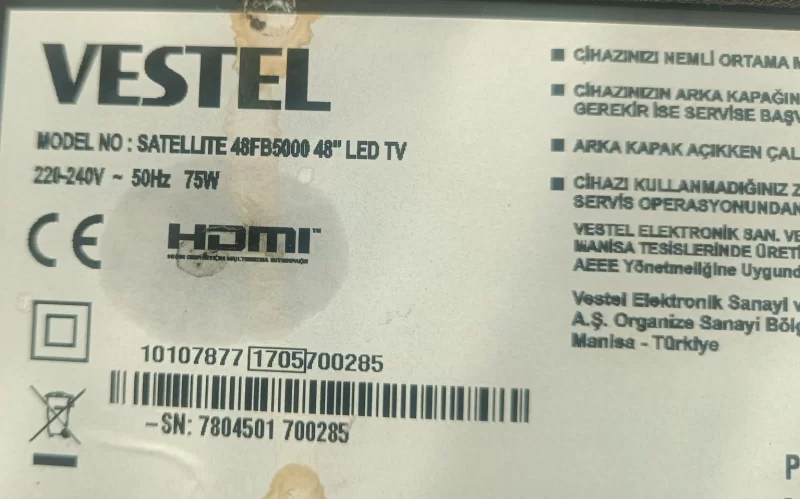 17IPS12, 23321119, 27799878, VESTEL 48FB5000 POWER BESLEME
