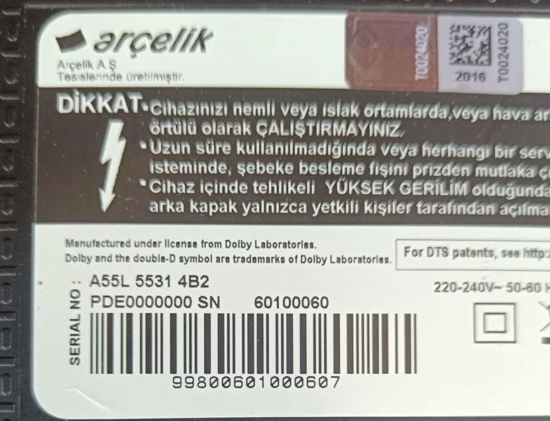 ZNK107R, ARÇELİK A55L 5531 4B2 HOPARLÖR TAKIMI