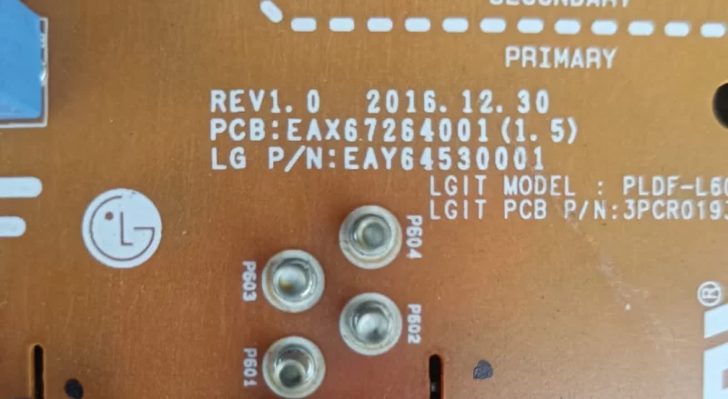 EAX67264001 (1.5), EAY64530001 LG 43LJ594V POWER BESLEME