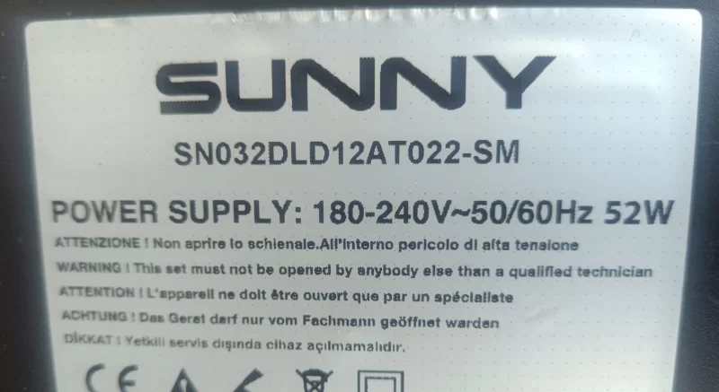 AY072P-4HF01, SUNNY SN032DLD12AT022-SM POWER BESLEME
