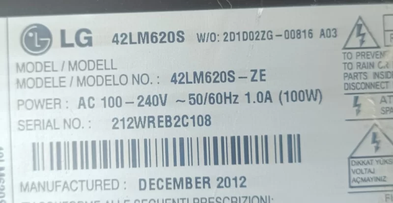 EAX64307906, LG 42LM620S MAİNBOARD ANAKART